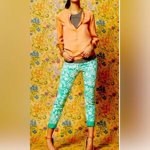 Current/Elliott ❤️ DVF Classic Skinny Painted Floral in Mint Denim Jeans 26